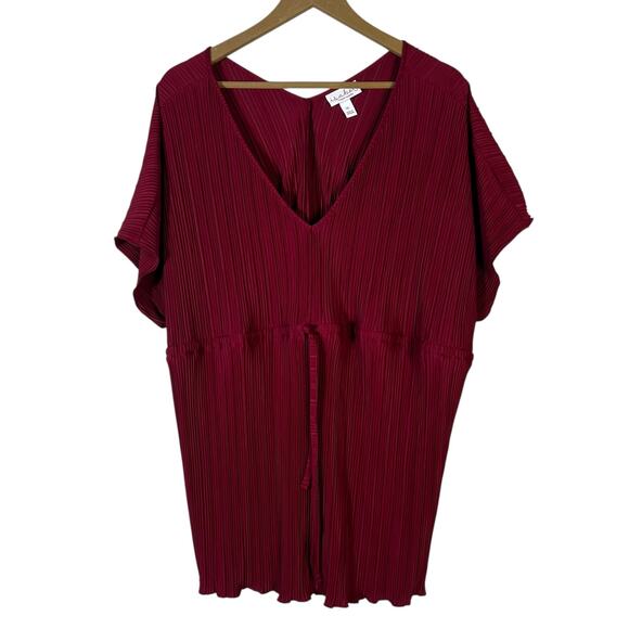 Ingrid + Isabel Plissé Tunic Maternity Top XL Burgundy Maroon Dolman Sleeve - Picture 2 of 6